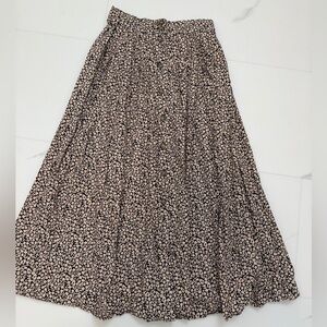 H&M Navy and Cream Floral Maxi Skirt